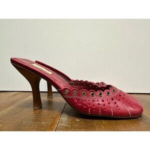 m.o.d. women size 9M  red perforated  leather heel slip on mules
